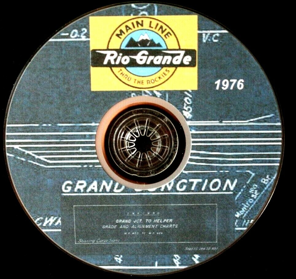 Denver & Rio Grande Western RR 1976 Grand JCT to Helper Track Chart PDF on DVD
