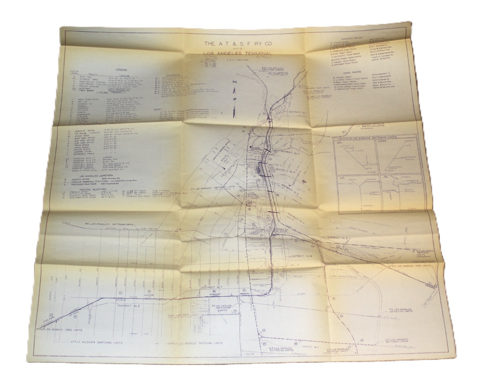 Original ATSF Rwy Blueprint of Los Angeles Terminal – Orig 1926, Updated to 1962