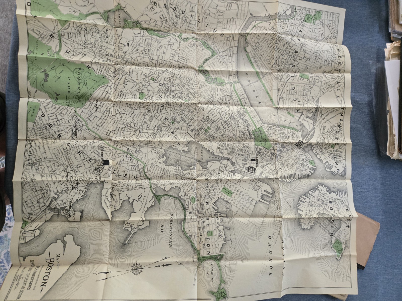 New Map of Boston 1897 Park System Northern Southern Union Railroad Stations