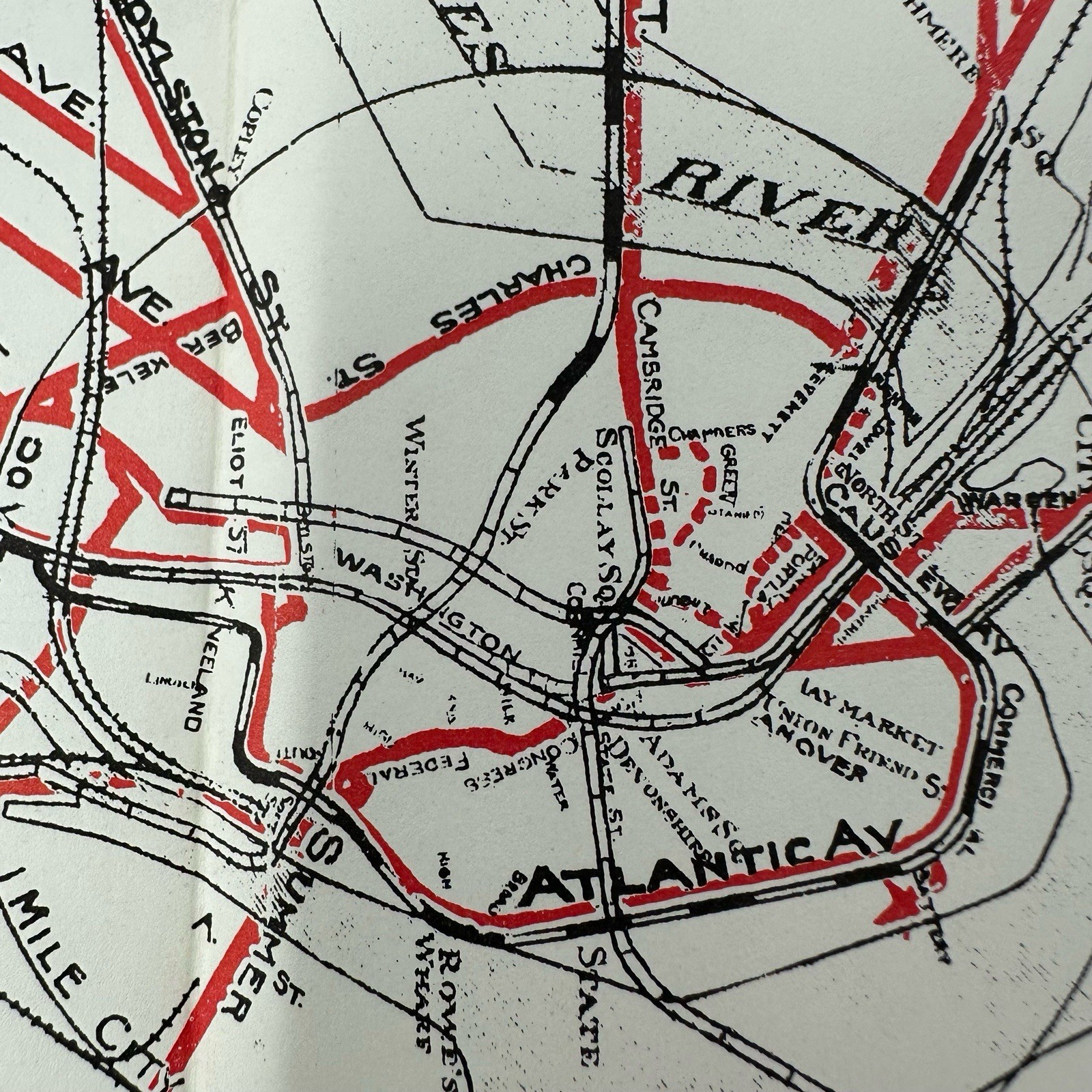 1925 Boston Elevated Railway System Map Walter I. Mather Boston Street Railway