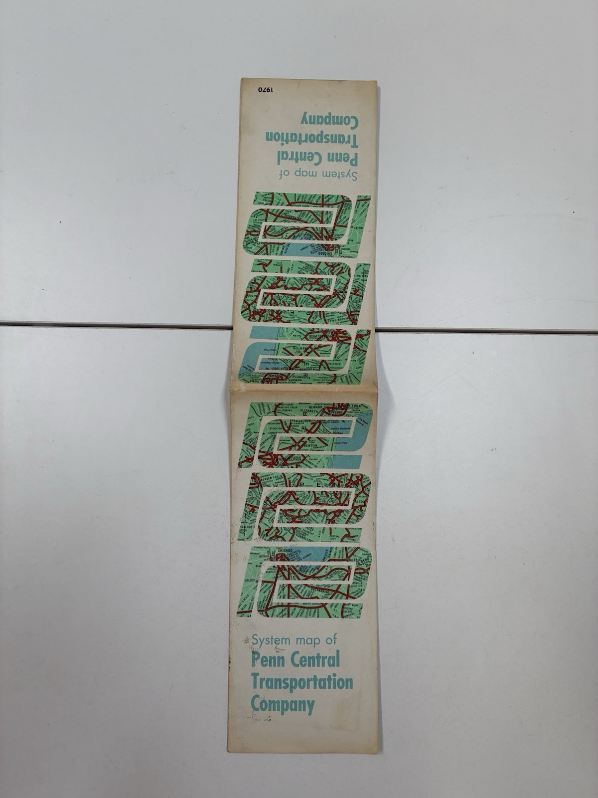 Penn Central 1970 System Map PRR NYC Lines Rand McNally RR Original Folded