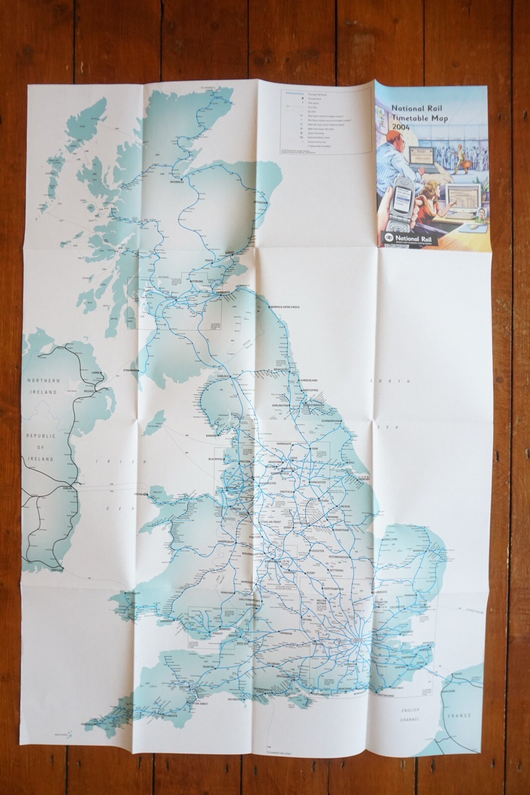 2004 British Rail Passenger Network Railway Map VGC