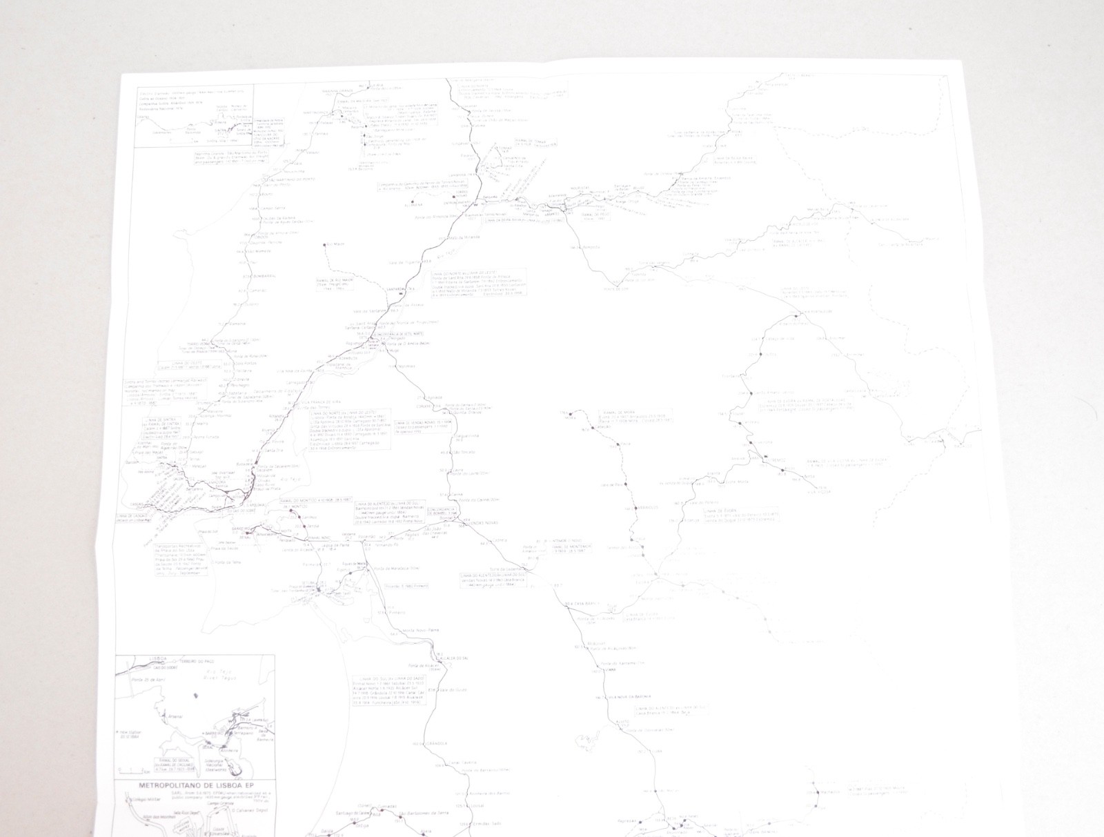 Railway Map Portugal Caminos de Ferro Potugueses Quail Map Co 1994