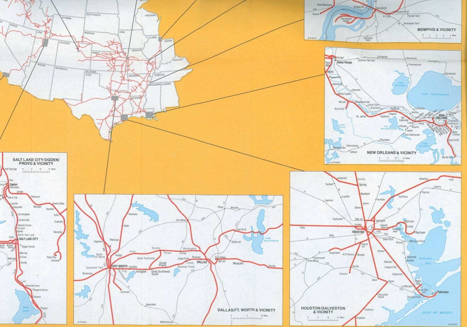 1988 Union Pacific Railroad Original System Map Route Rail Train USA Railway