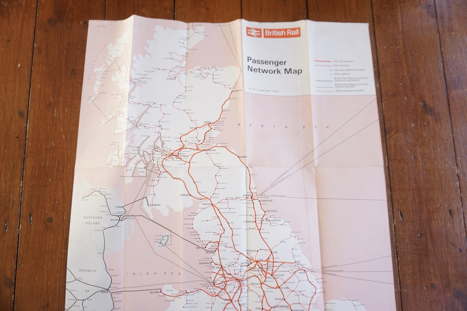 Jan 1968 British Rail Passenger Network Railway Map London Midland Region