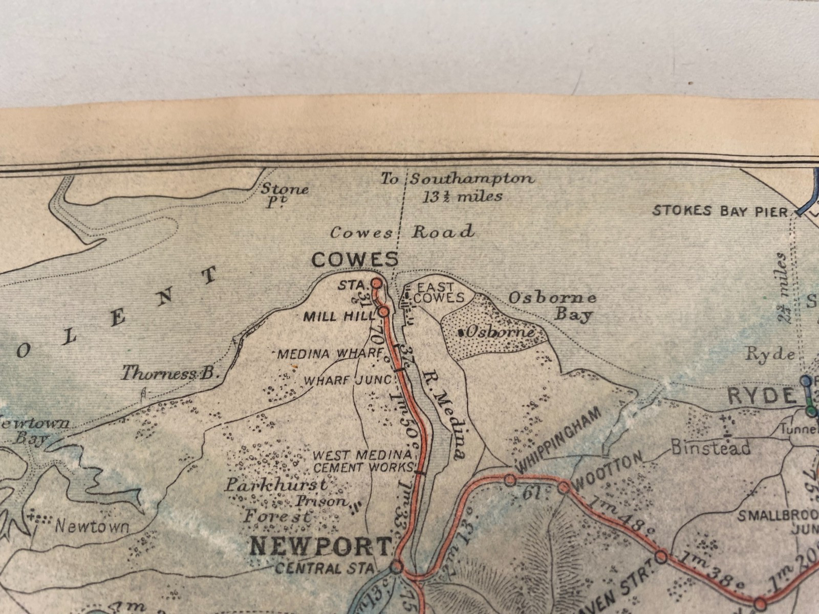 AIREY ISLE OF WIGHT RAILWAY MAP 1893 RYDE FRESHWATER BEMBRIDGE COWES VENTNOR