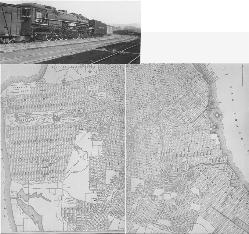 1914 SAN FRANCISCO CALIFORNIA STREET MAP HISTORY w SP RR RR OR TROLLEY PHOTO