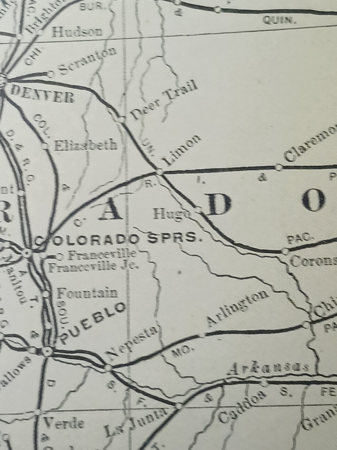 ~1906 Train Route Map COLORADO Utah ARIZONA New Mexico all Railroad Lines 11×9″