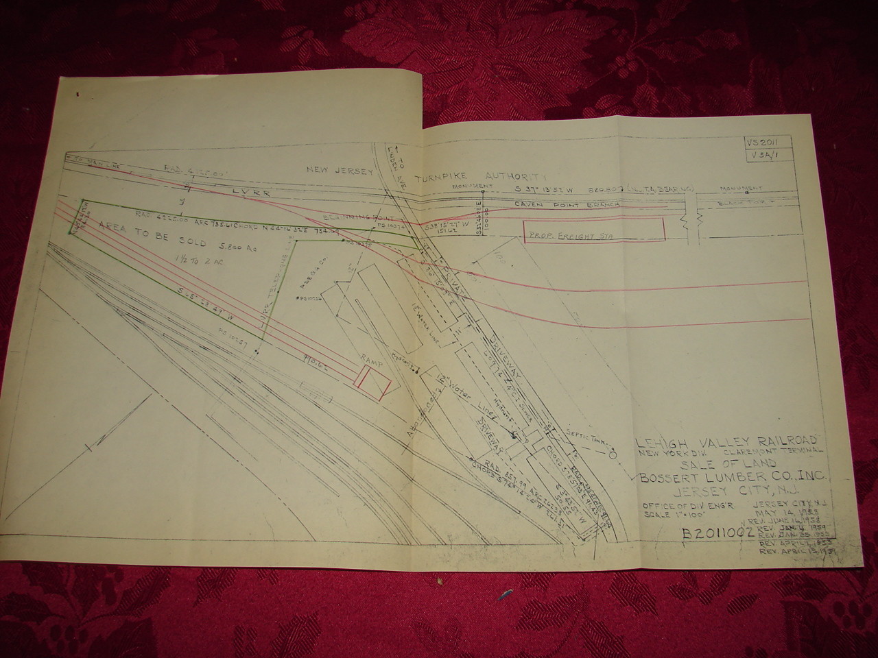 LVRR – Sale of Land Bossert Lumber Co. Claremont Terminal Jersey City, N J 1958