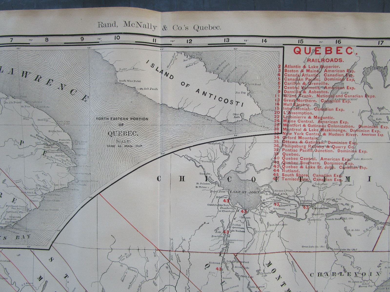 Lg 1901 CANADA QUEBEC RAILROAD Map McN Business CARILLON & GRENVILLE RR. B&M