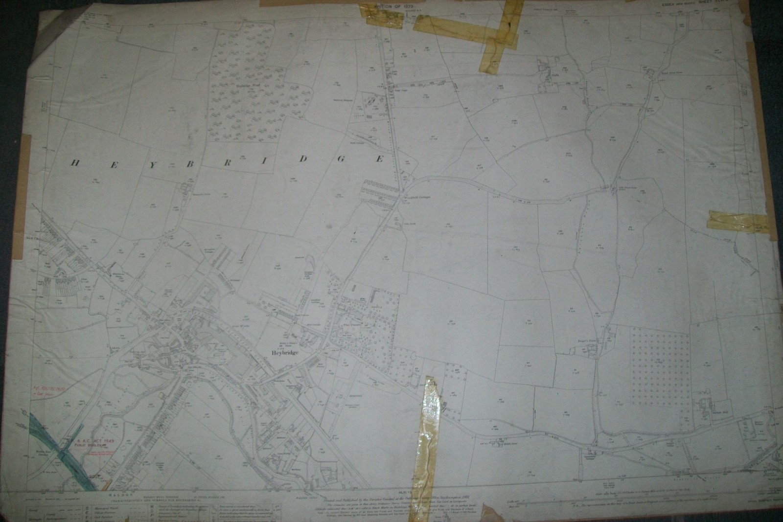 HEYBRIDGE ESSEX ORDNANCE SURVEY MAP. GREAT EASTERN RAILWAY. 1922