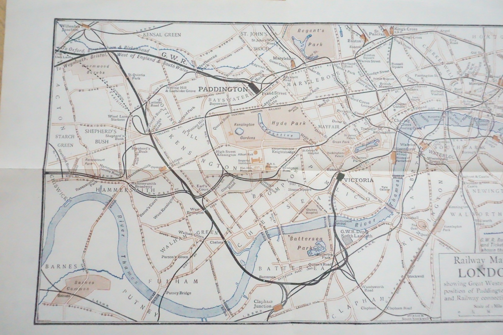 1913 GWR London Paddington Station Original Railway Map