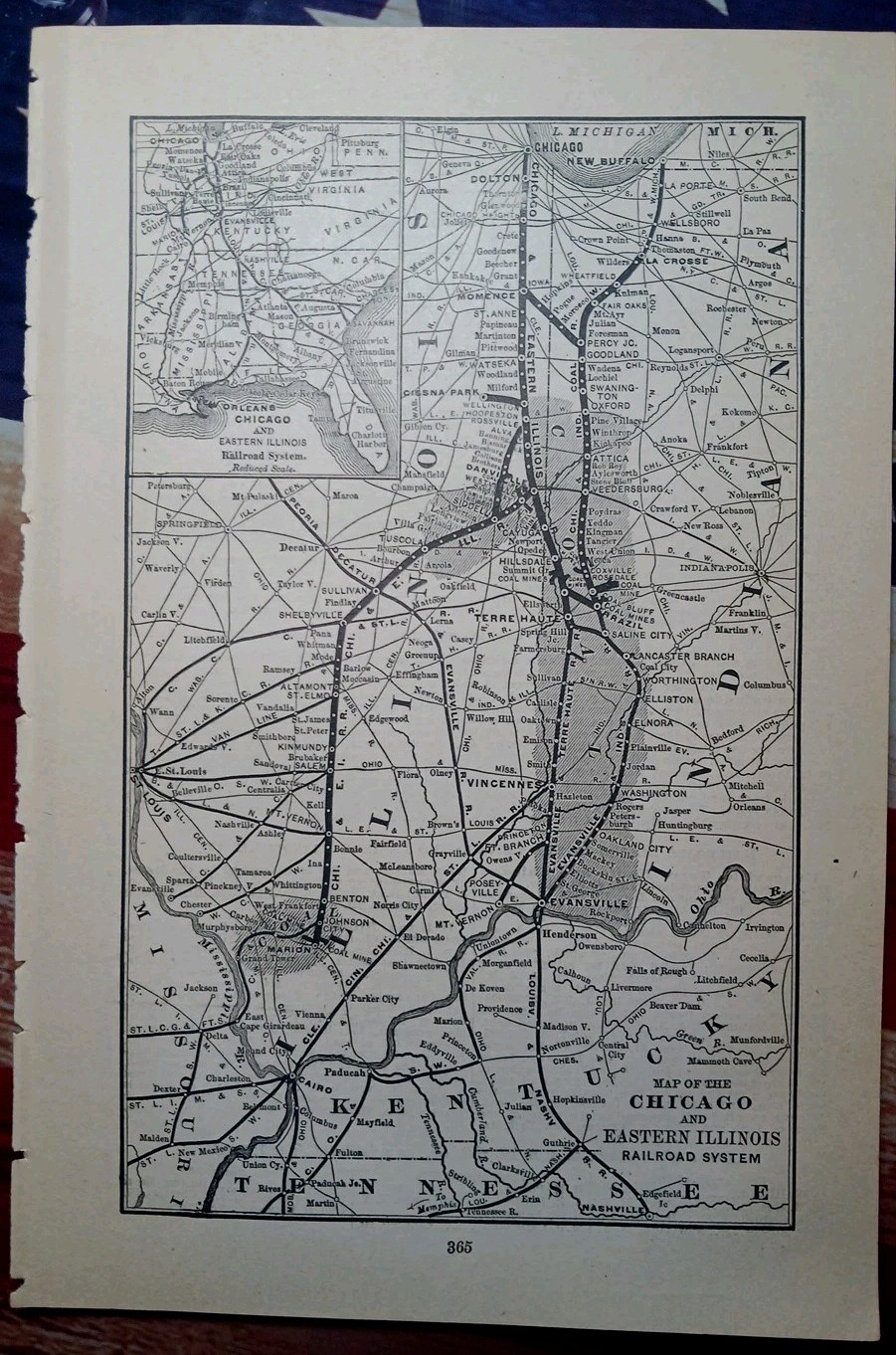 ~1898 Train Route Map CHICAGO & EASTERN ILLINOIS RAILROAD SYSTEM Coal Fields