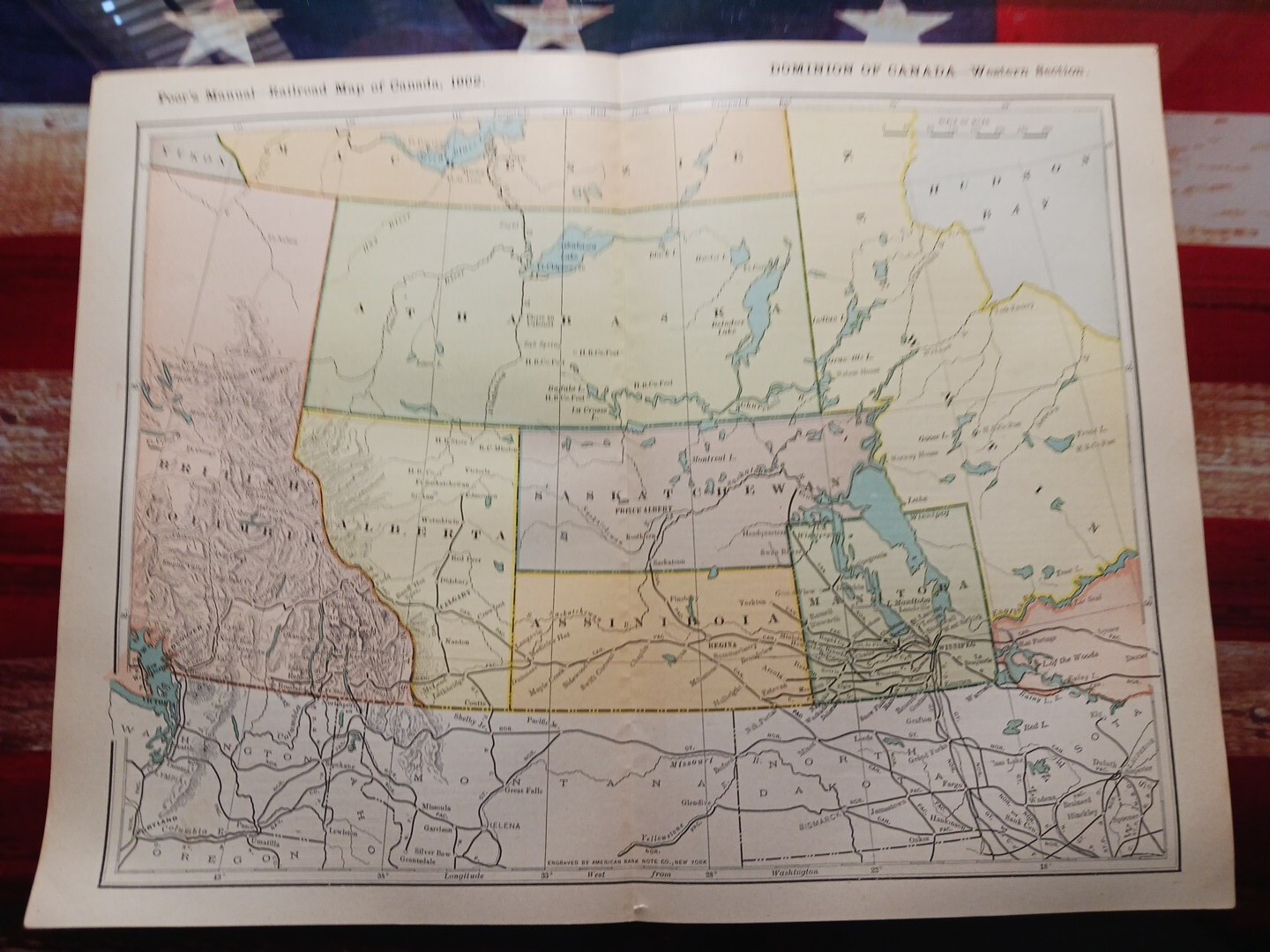 1902 Train Route Map Western Canada Railroad All Lines Station Towns 11×9″ Dated