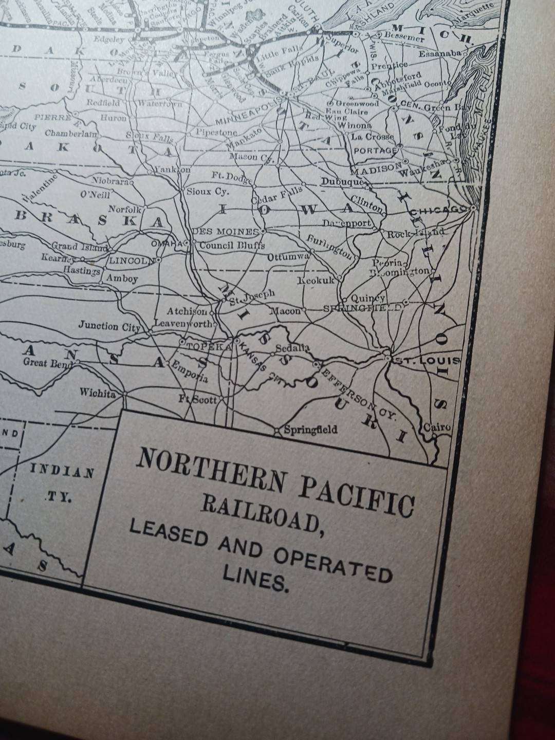 ~1895 Train Route Map NORTHERN PACIFIC RAILROAD all Stations & Lines MT ND WA MN