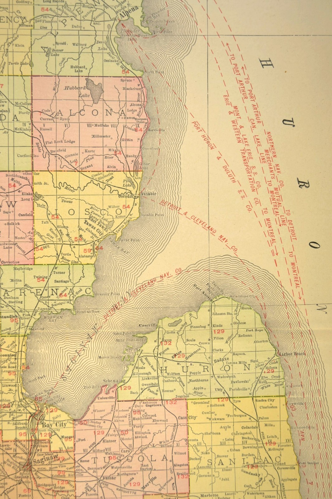 1911 Antique Southern Michigan Railroad Map ORIGINAL Atlas Map DATED