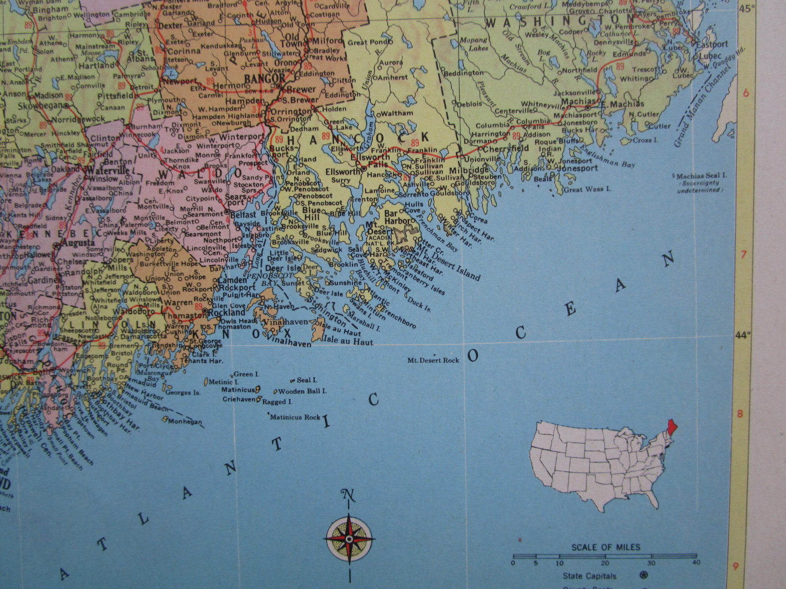 LA ME 1956 LOUISIANA RAILROAD Map. NATCHEZ URANIA & RUSTON RR ~or~ MAINE