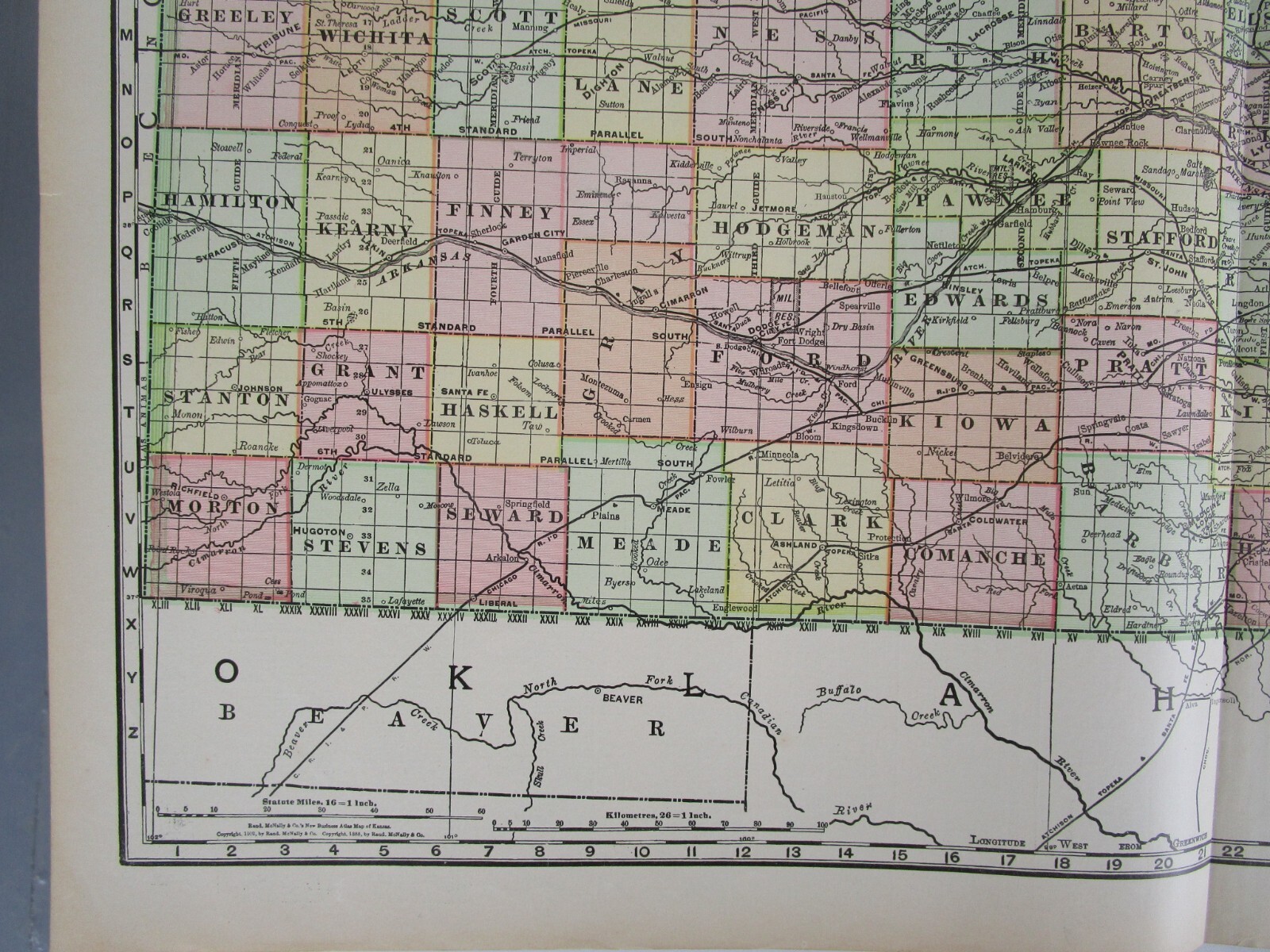 KS DATED 1902, 1888 KANSAS RAND McNALLY NEW BUSINESS ATLAS Map. Full index