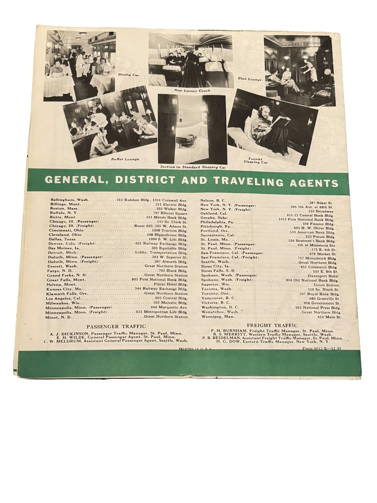 GN Rwy Great Northern Railway Empire Builder Route Map of US 1939 E-11-39