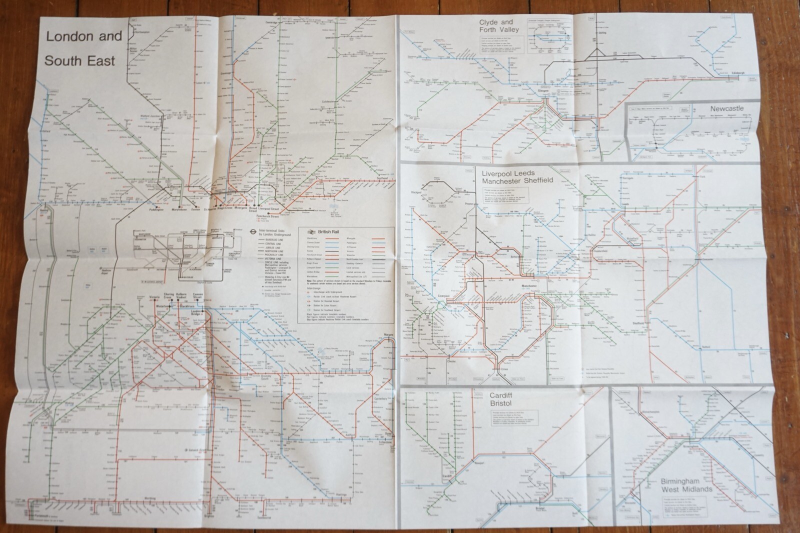 1985 1986 British Rail Passenger Network Railway Map VGC