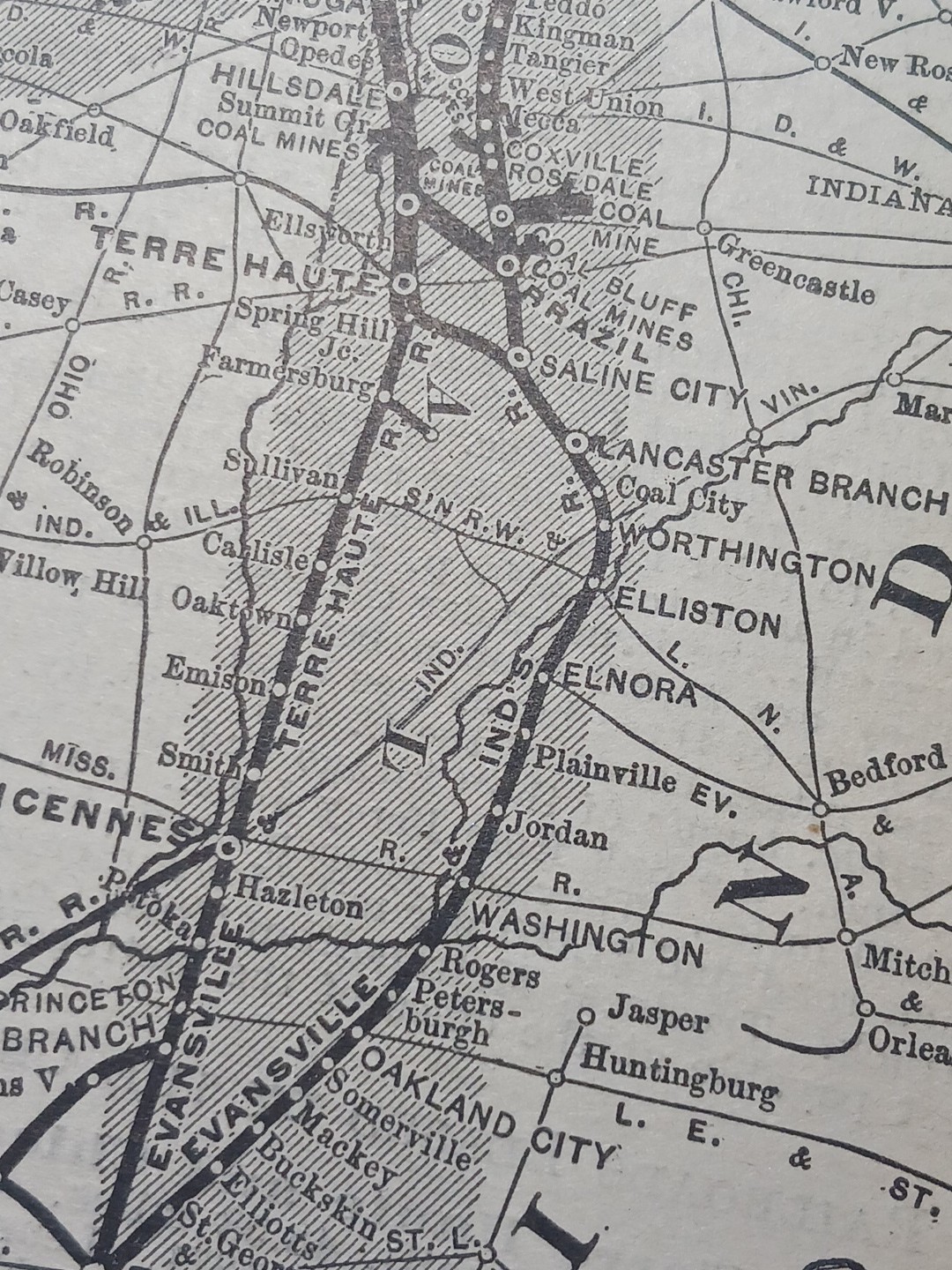 ~1898 Train Route Map CHICAGO & EASTERN ILLINOIS RAILROAD SYSTEM Coal Fields