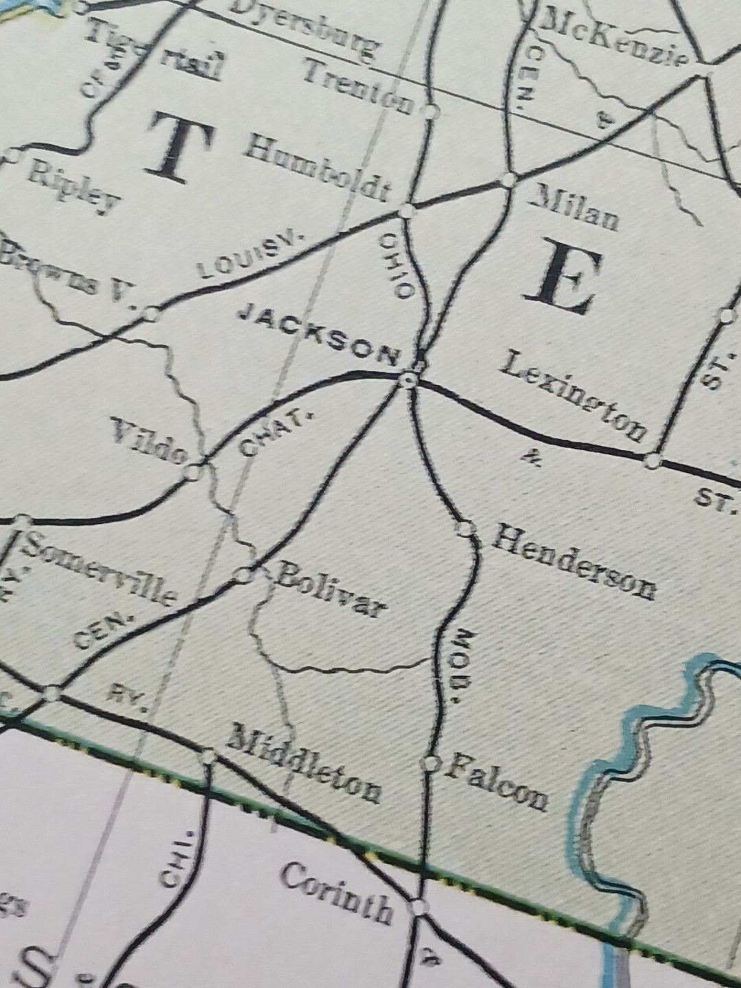 ~1904 vintage Railroad Map TENNESSEE KENTUCKY all Train lines Depots 11″x9″