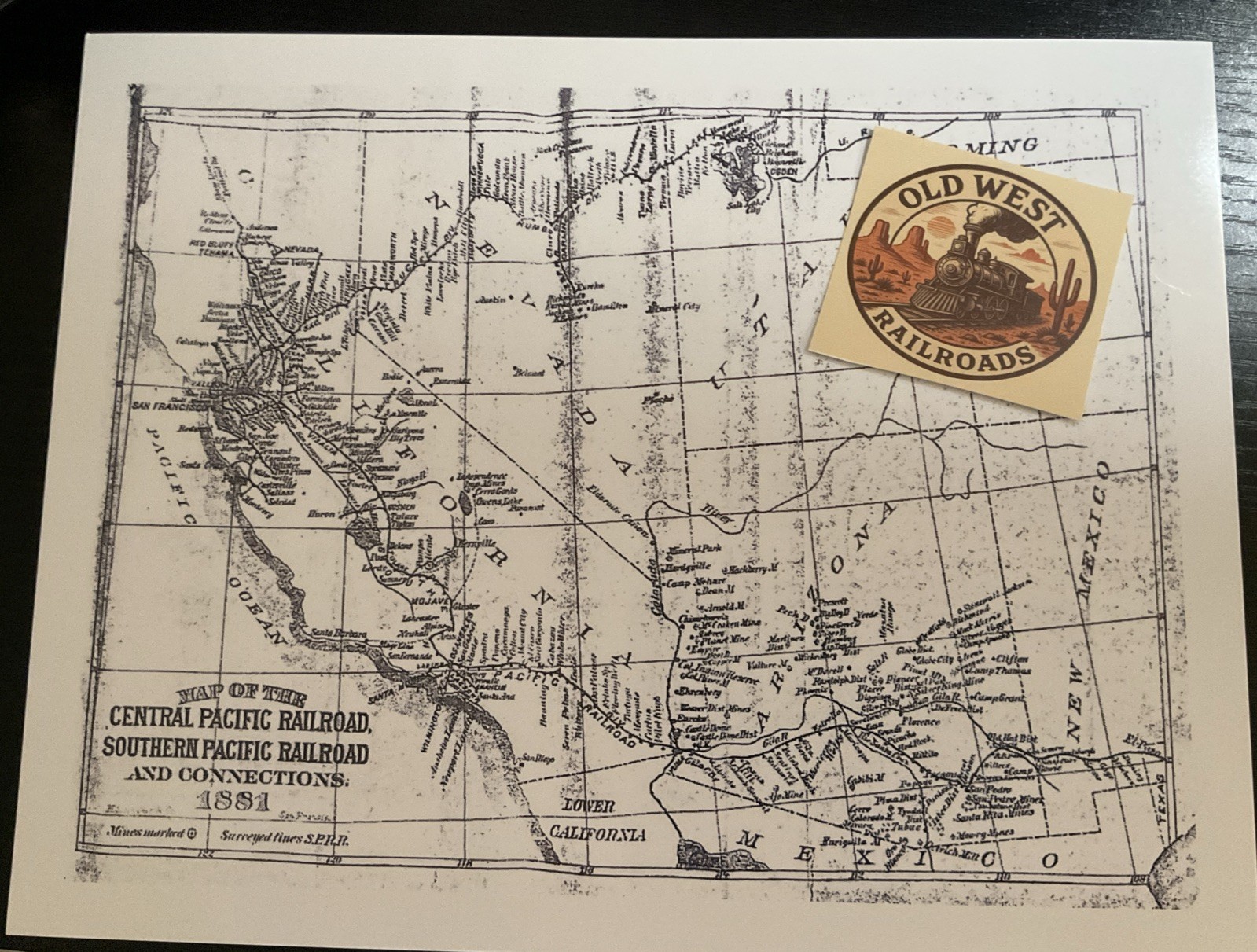 Central Pacific Railroad Southern Pacific Route Map 1881
