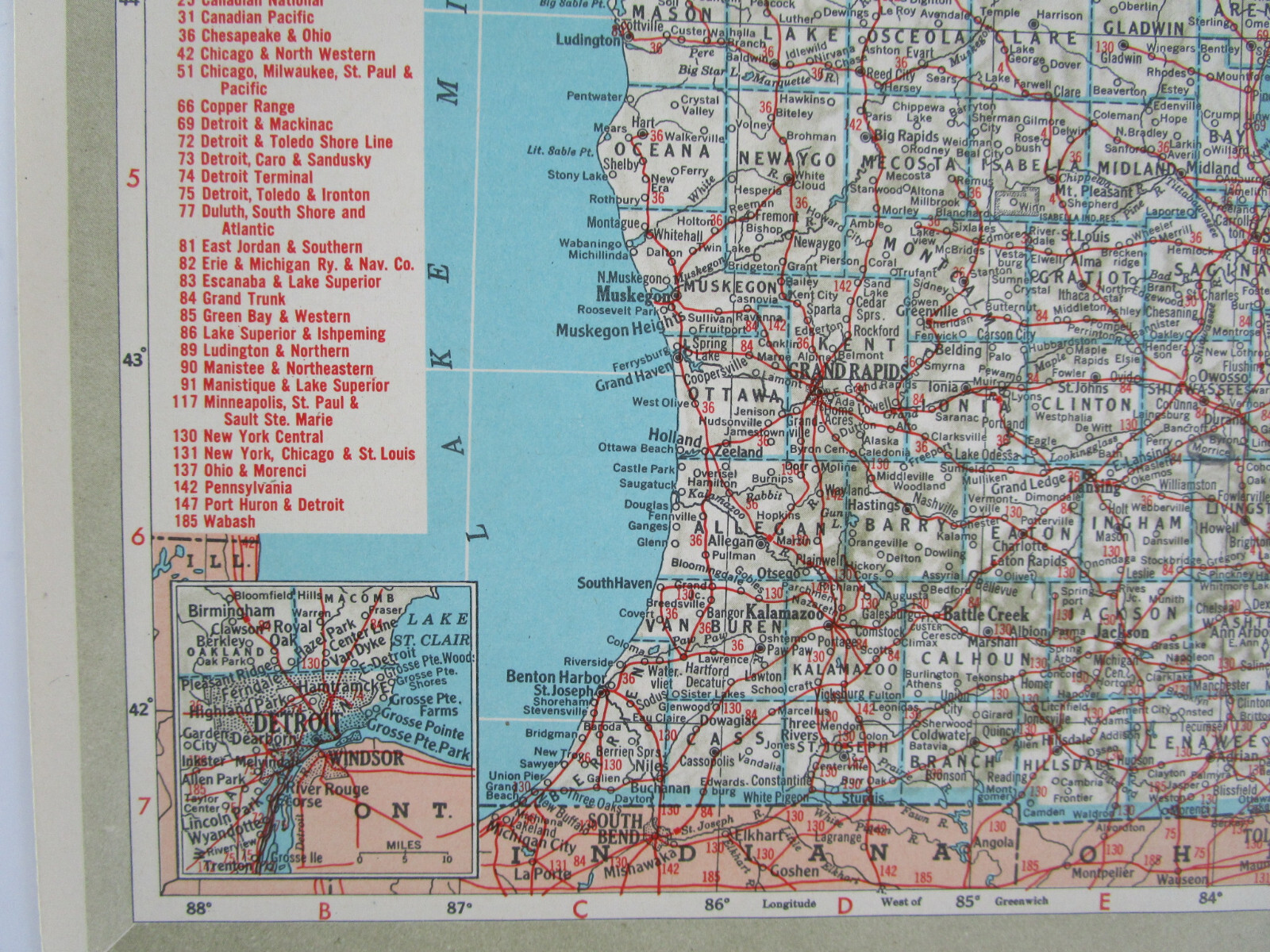 MN MI 1951 MINNESOTA RAILROAD Map DULUTH, SOUTH SHORE, & ATLANTIC RR or MICHIGAN