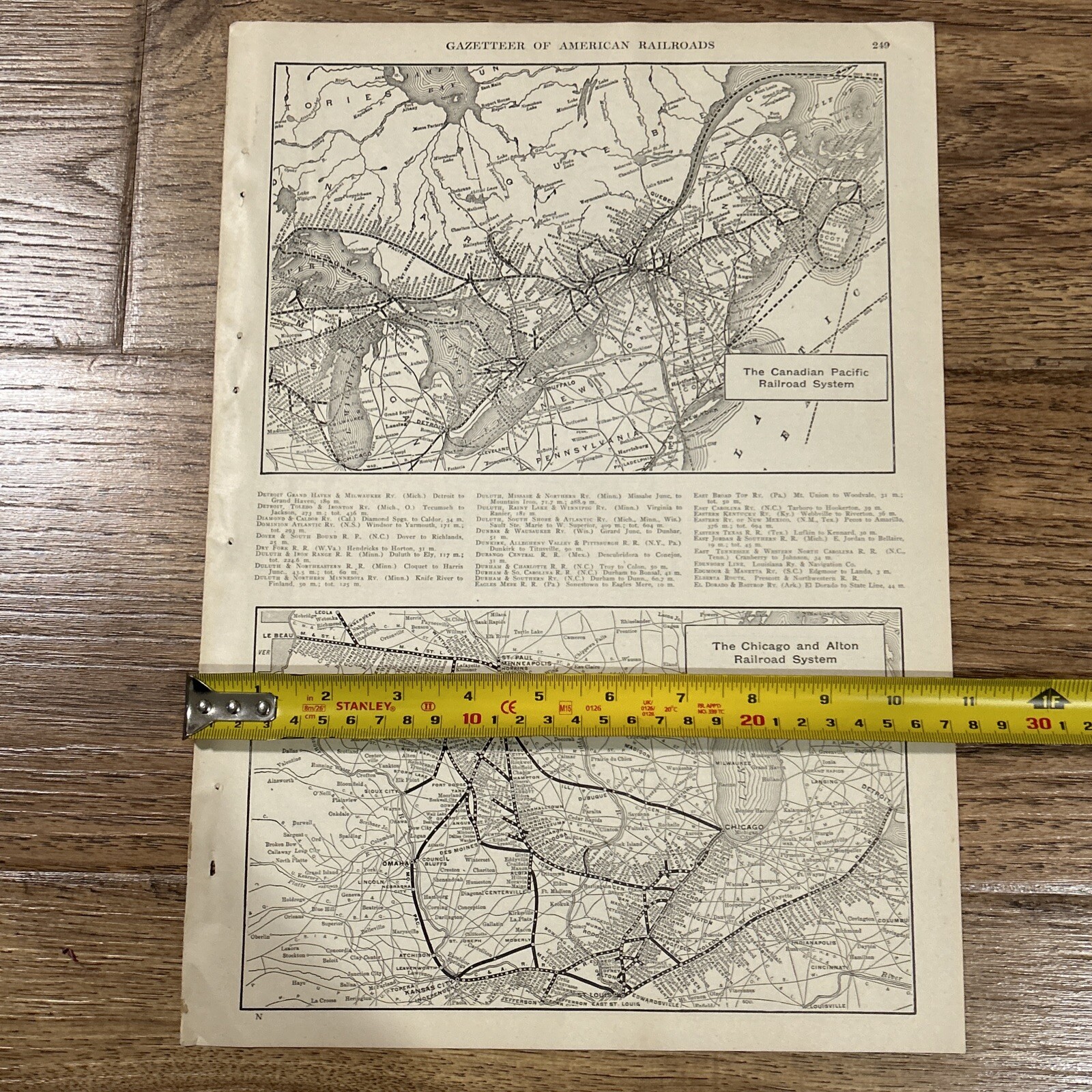 Antique 1917 Map Of The Canadian Pacific & Chicago/Alton Railroad System 11×15