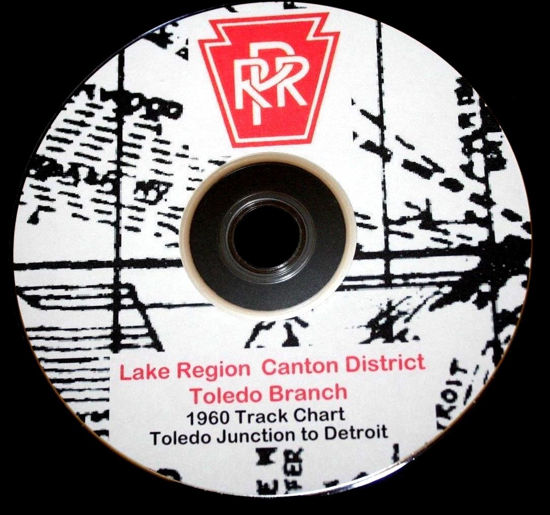 Pennsylvania RR 1960 Lake Region Canton-Toledo Br Track Chart PDF Pages on DVD