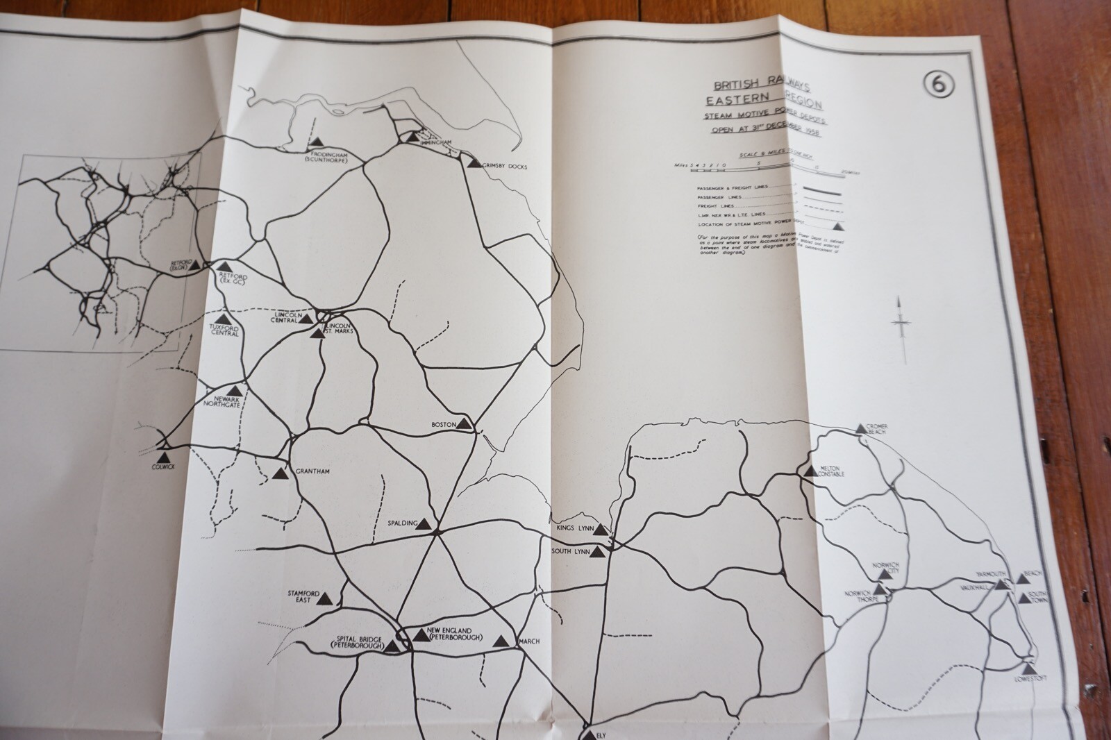 1958 Steam Motive Power Depots Open at 1958 Eastern Region Railway Map