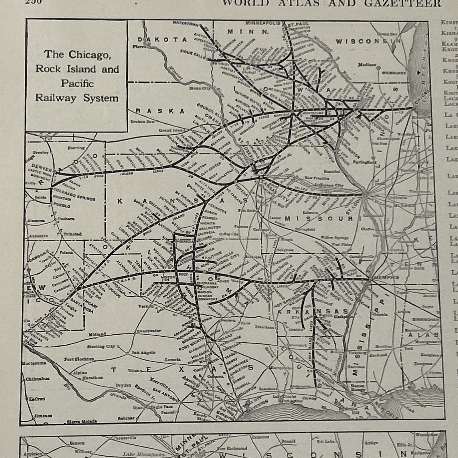 1917 Map The Chicago Rock Island & Great Western Railway System 15×11 Inches