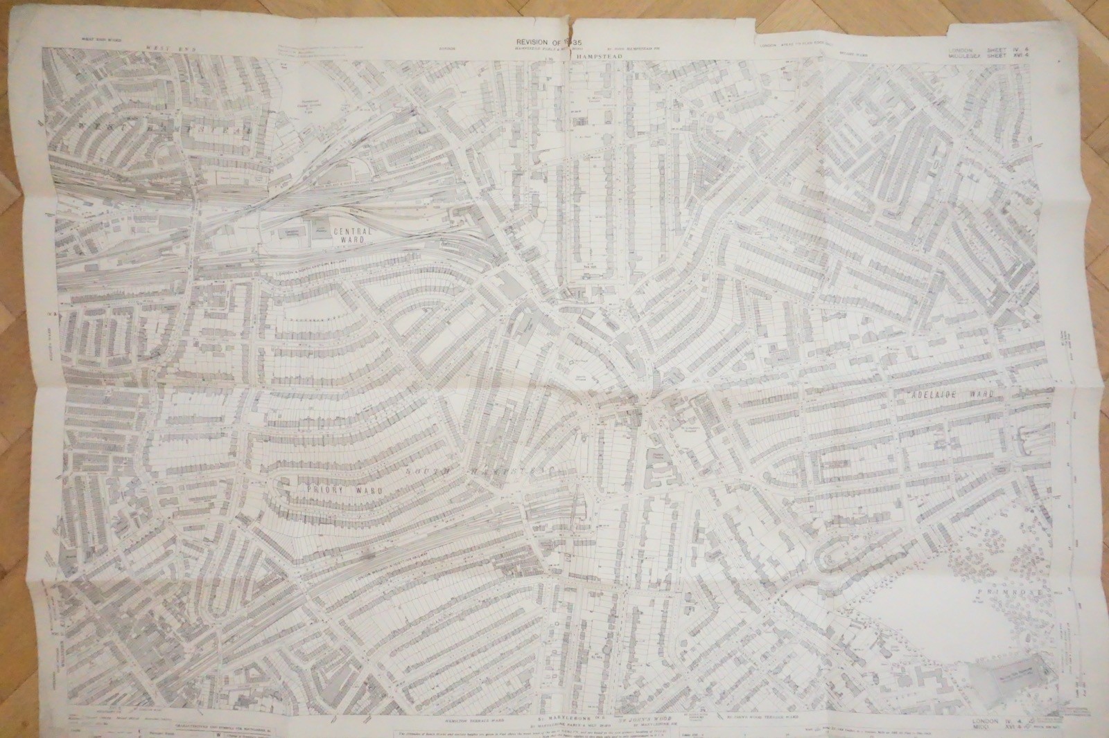 1935 South Hampstead Adelaide Ward London LMS LNER Railway OS Railway Map *