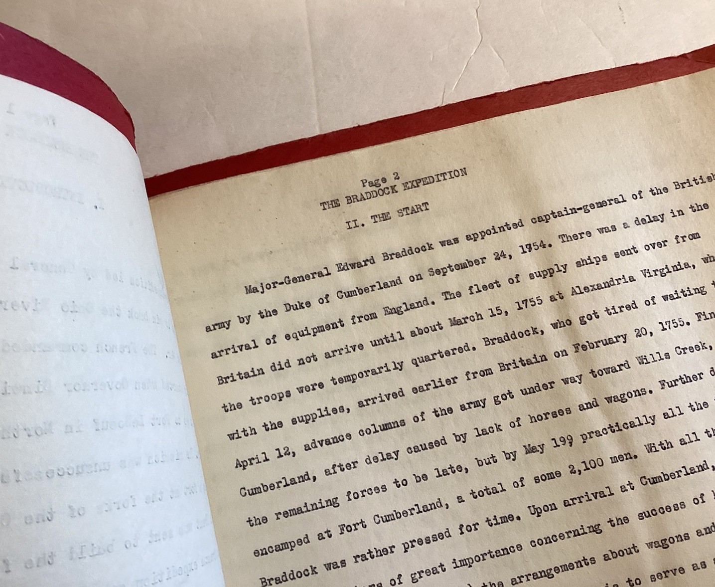 1950 THE BRADDOCK EXPEDITION 10 PAGE STUDY + DETAILED MAP w/TOWNS ENCAMPMENTS +