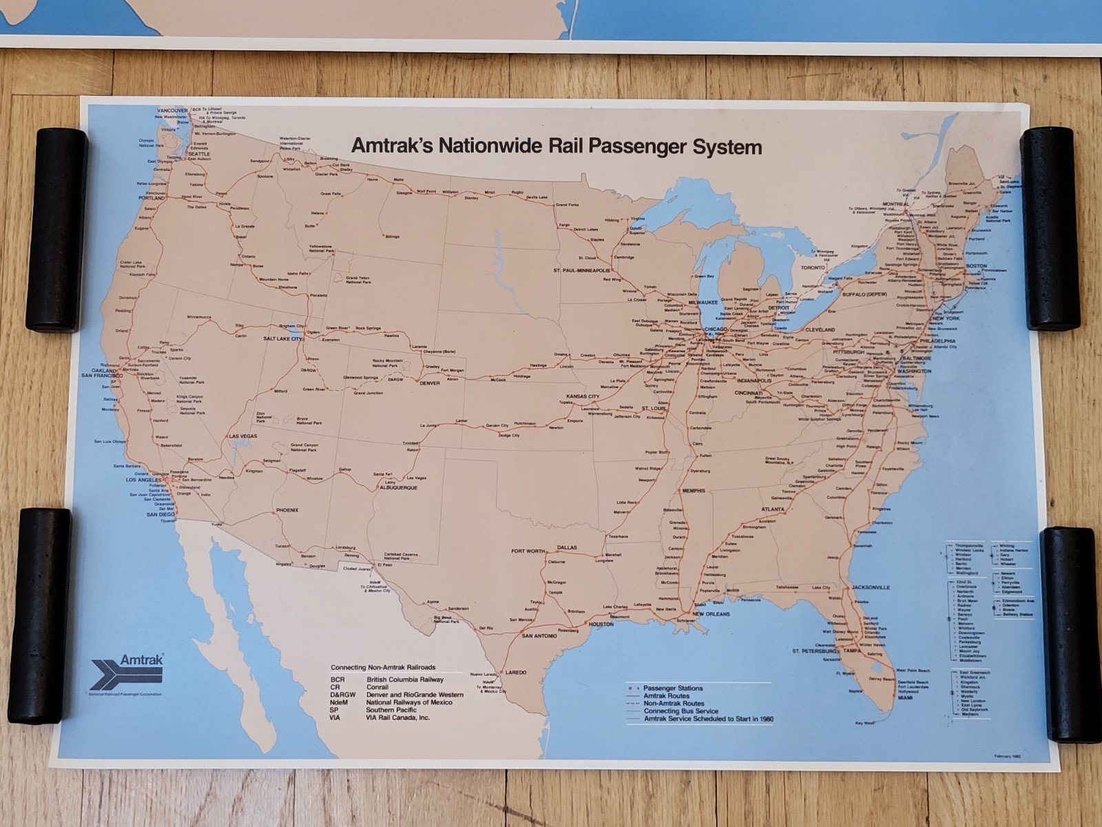 X2 Amtrak’s Nationwide Rail Passenger System 1980 Map Posters Railroad Train…