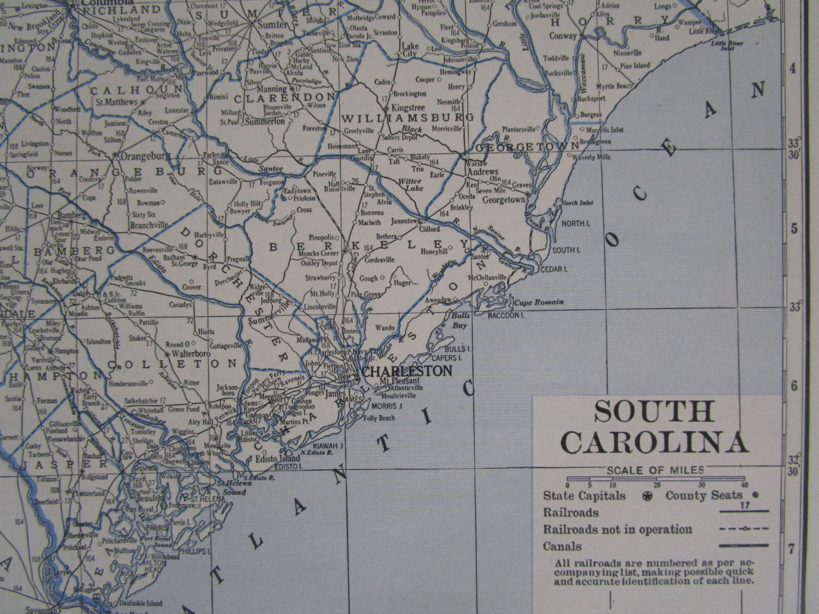 PA SC 1931 PENNSYLVANIA State RAILROAD Map or SOUTH CAROLINA Map