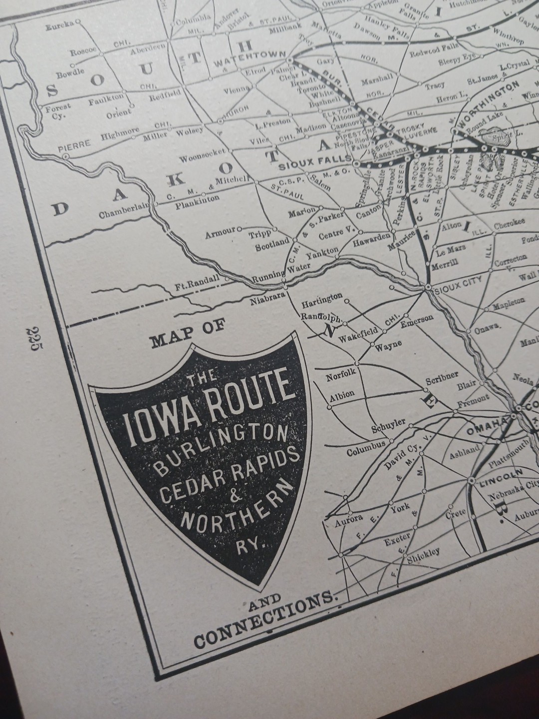 1897 Train Route Map + Report BURLINGTON CEDAR RAPIDS & NORTHERN RAILWAY Iowa RR