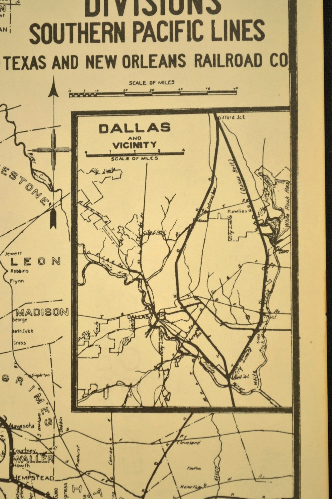 Southern Pacific Railroad Map Dallas Division Austin & Northwestern RR T&NO RR