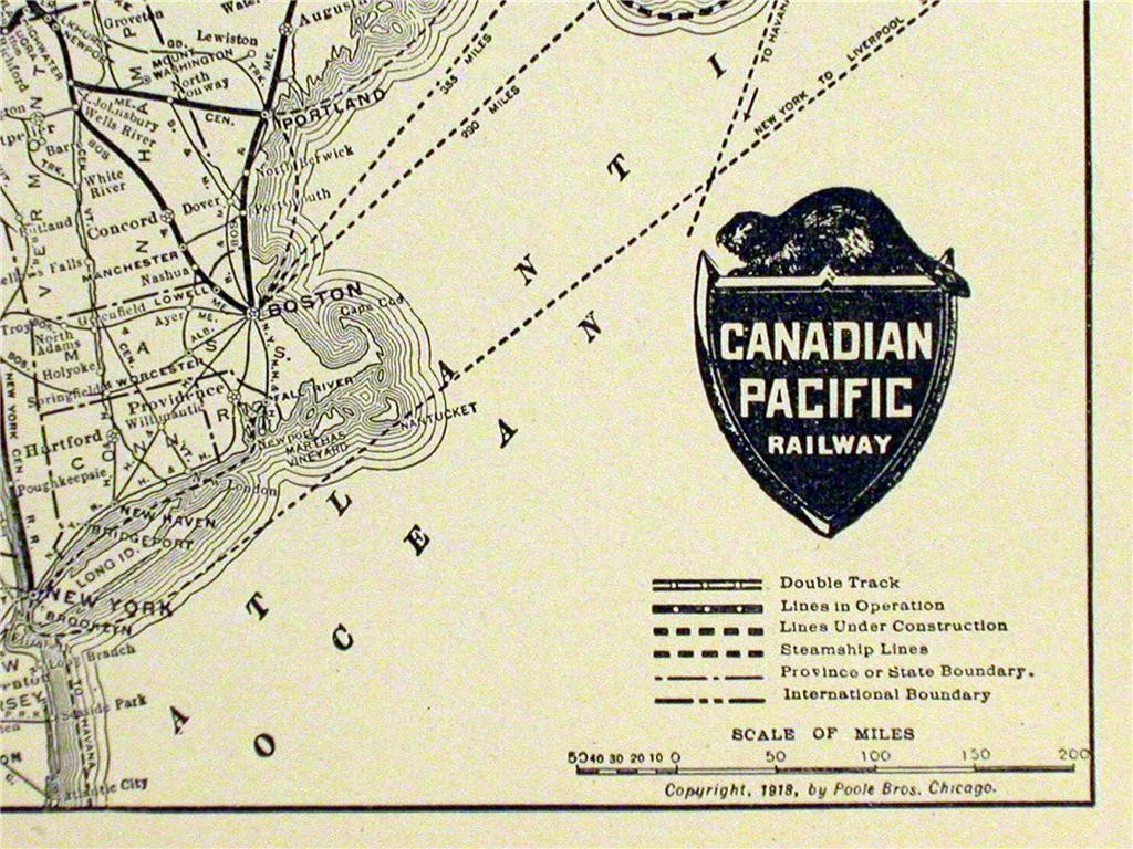 1925 CANADIAN PACIFIC RAILWAY CP RY SYSTEM MAP CANADA RAILROAD DEPOT HISTORY