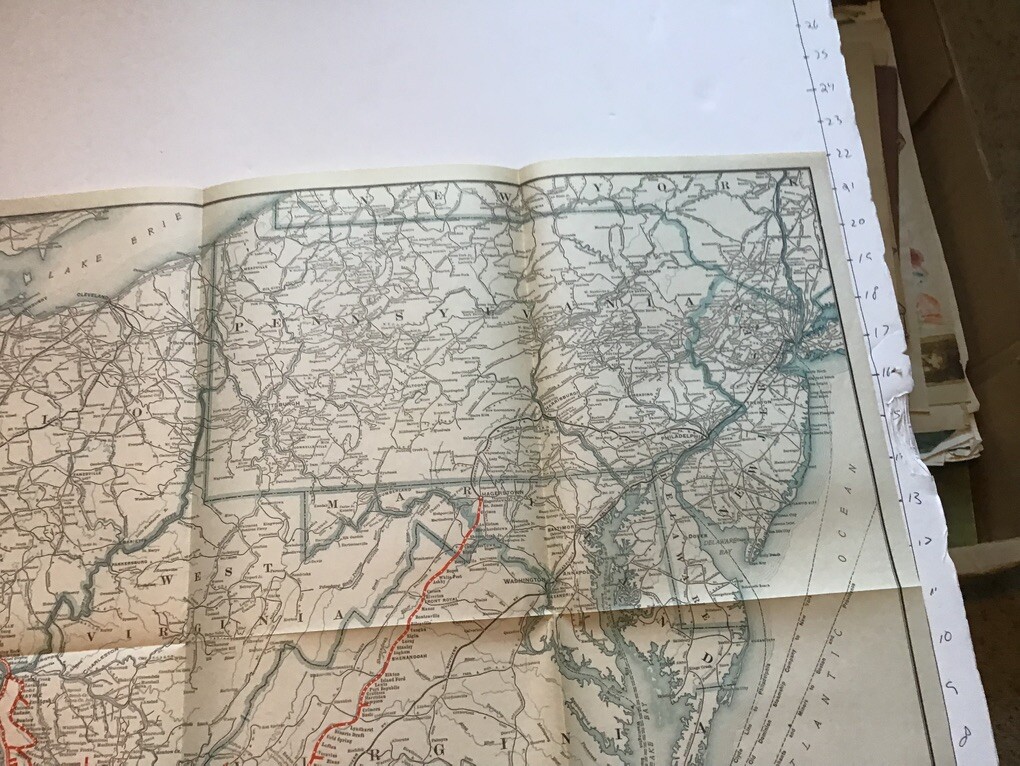 vintage railroad map: 22×32″ NORFOLK & WESTERN Railway 1922