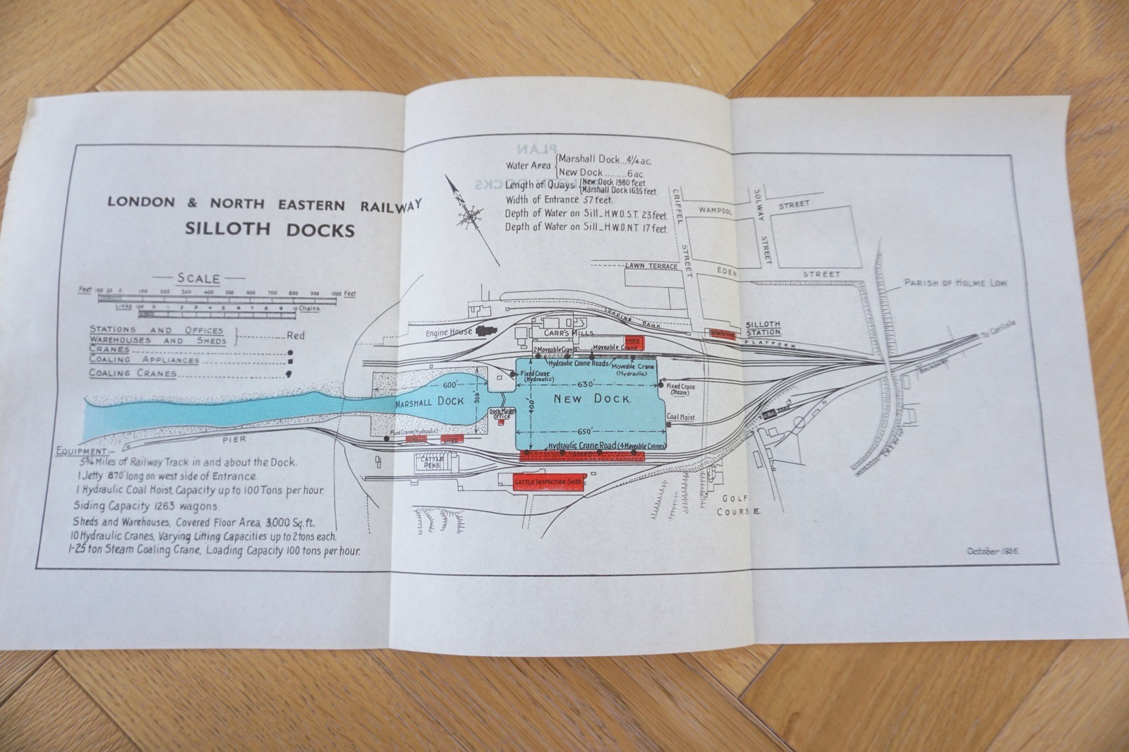 1936 LNER Sillouth Docks Railway Plan Map