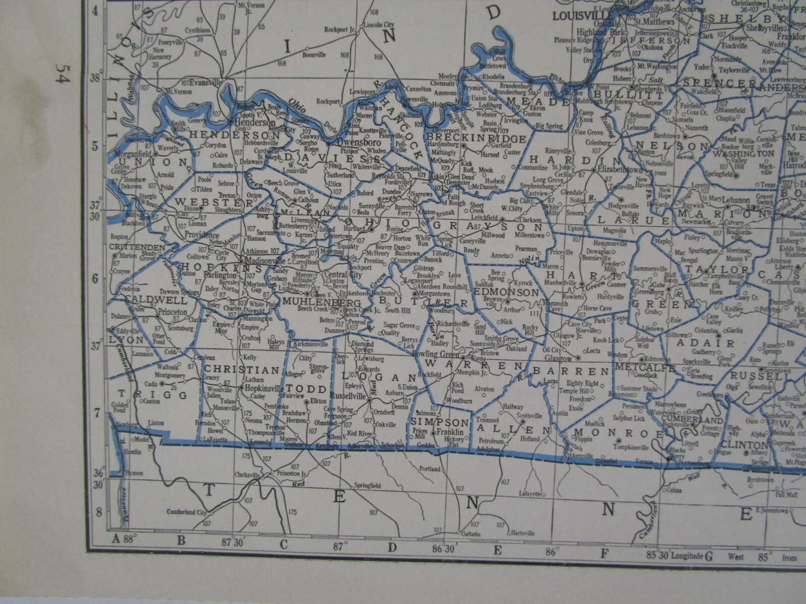KS KY 1933 KANSAS RAILROAD Map LEAVENWORTH & TOPEKA RR ~or~ KENTUCKY Map. CADIZ