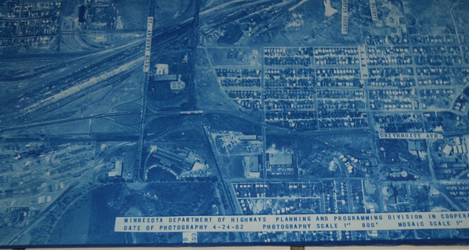 1962 Minnesota Hwy Dept Minneapolis Map Railroads NE Great Northern & NP Yards