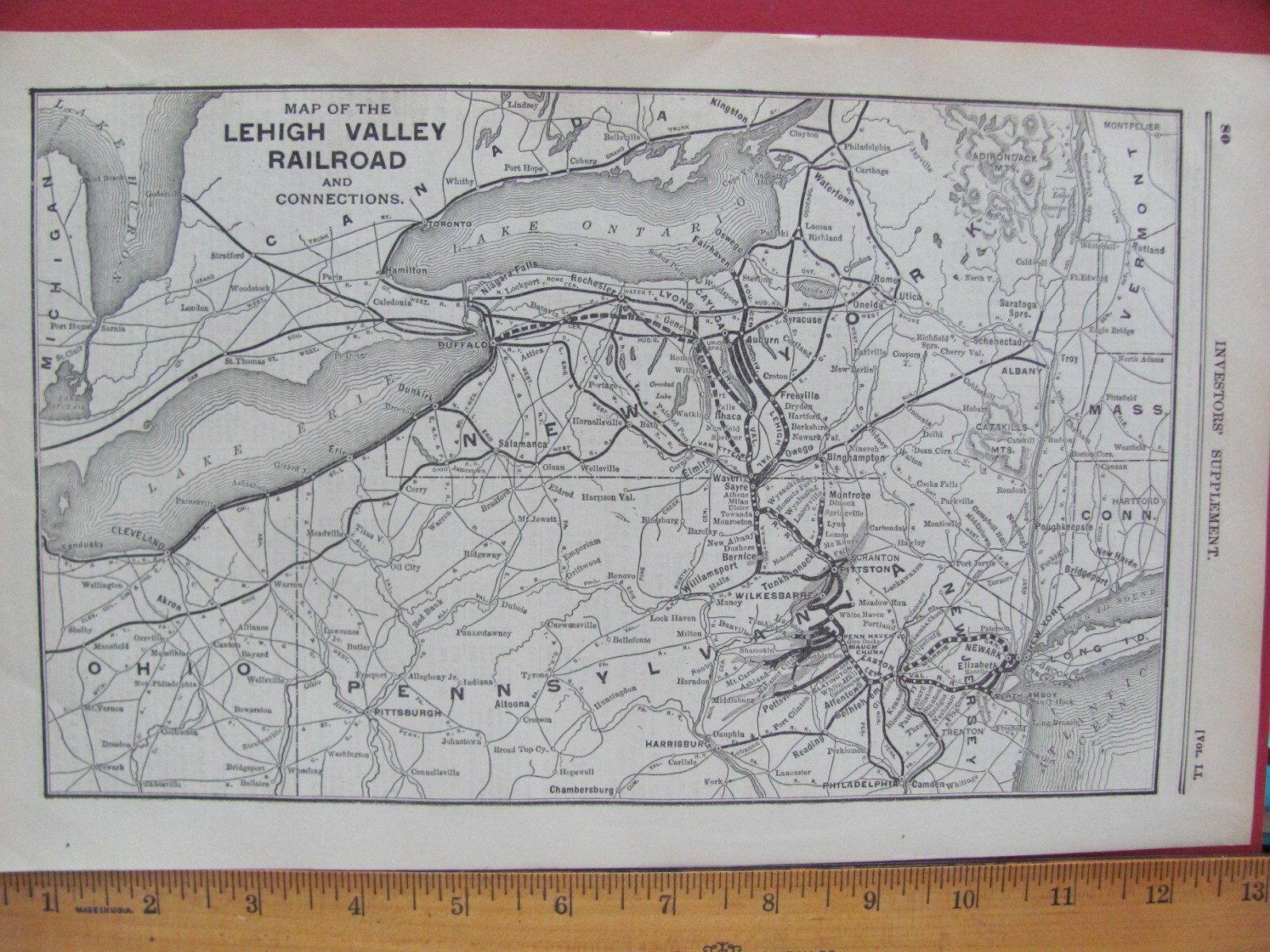 1890 SEPT LEHIGH VALLEY RAILROAD ORIGINAL SYSTEM MAP LV RR STATION HISTORY