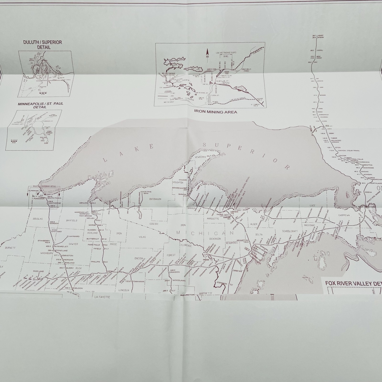 Wisconsin Central Ltd Algoma Central Fox Valley Railroad System Map 1997