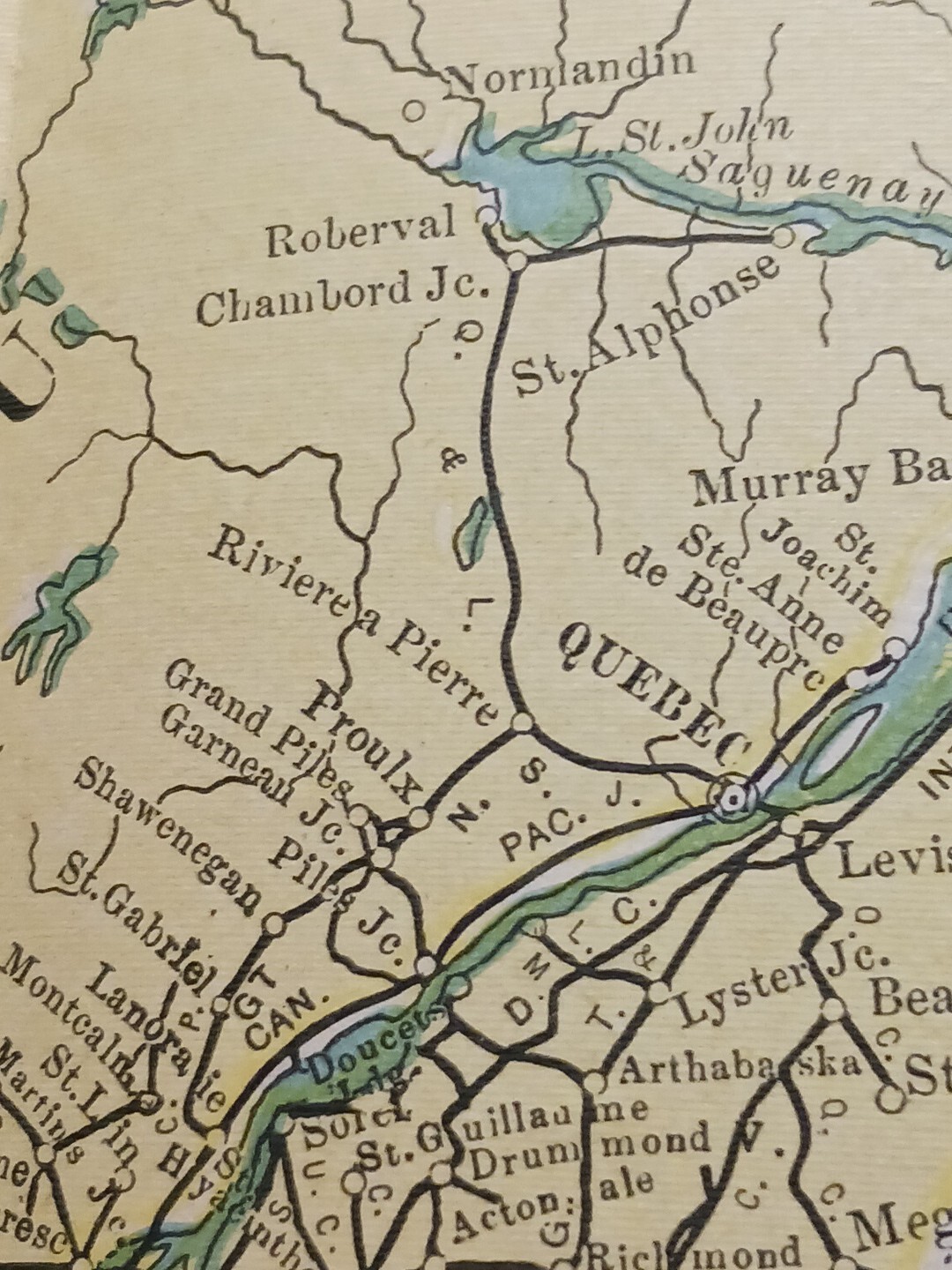1902 Train Route Map Eastern Canada Railroad All Lines Station Towns 11×9″ Dated
