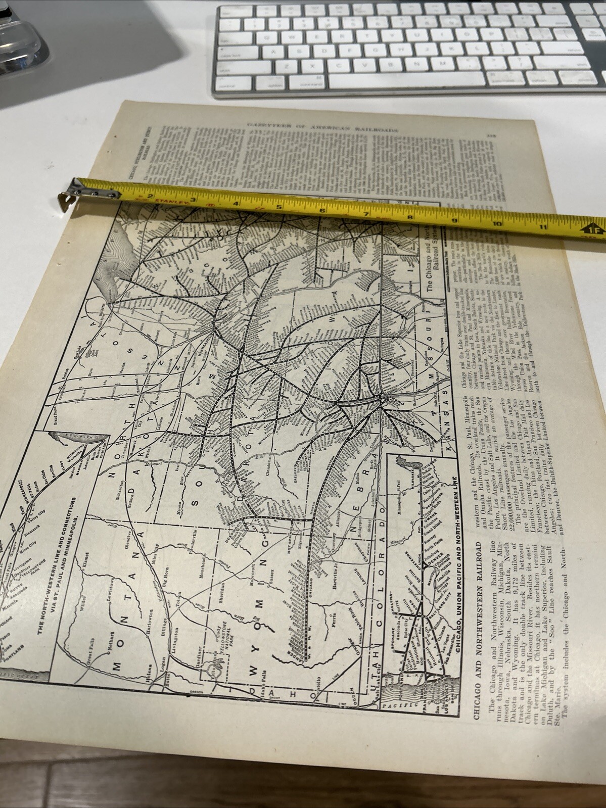Antique 1908 Map Of The Chicago And Northwestern Railroad System 11×15 Inches
