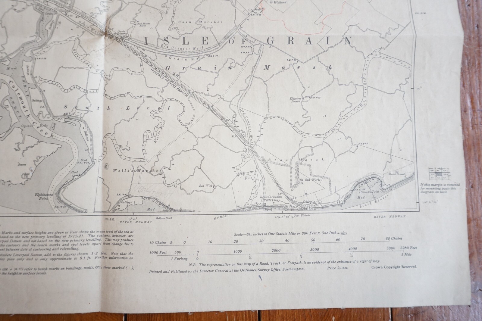 1931 Isle of Grain Kent Southern Railway OS Linen Map