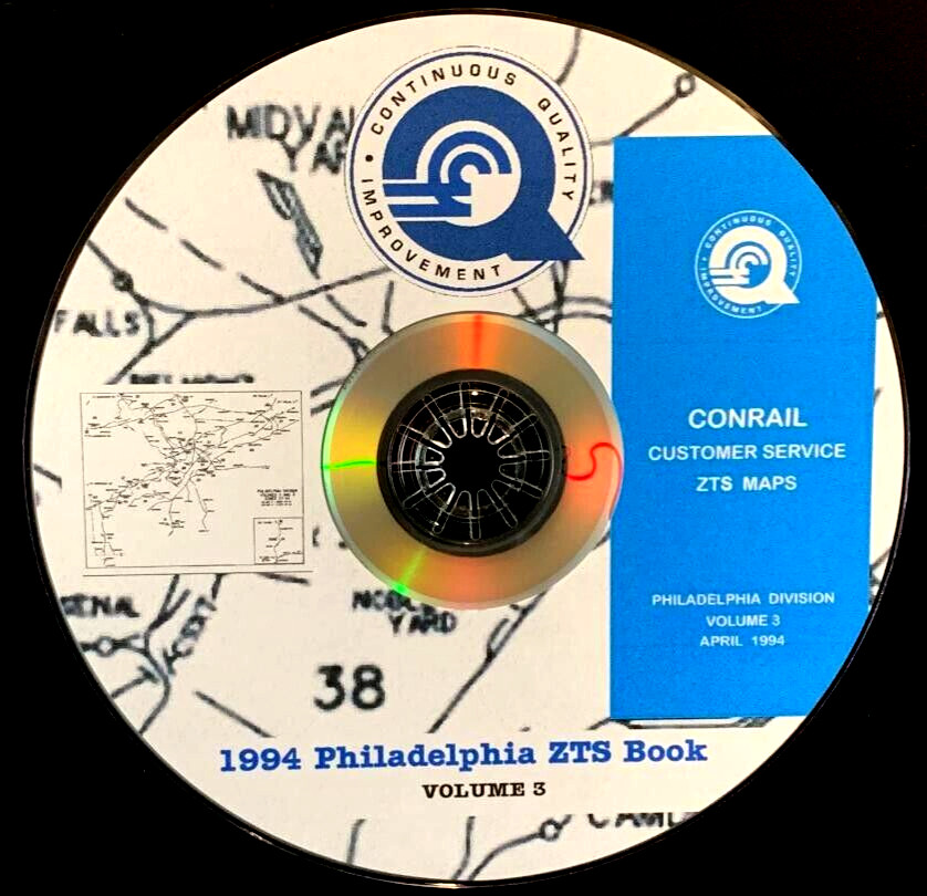 Conrail 1994 Philadelphia Div Volume 3 ZTS Zone-Track-Spot Maps PDF Pages on DVD