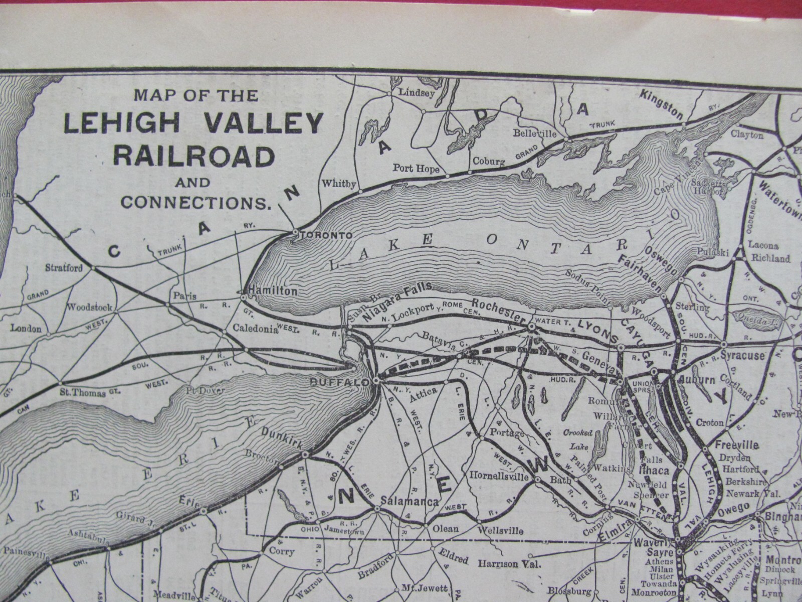 1890 SEPT LEHIGH VALLEY RAILROAD ORIGINAL SYSTEM MAP LV RR STATION HISTORY